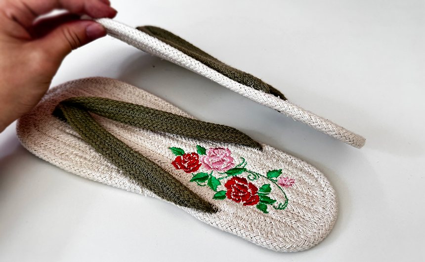 布草履 刺繍
